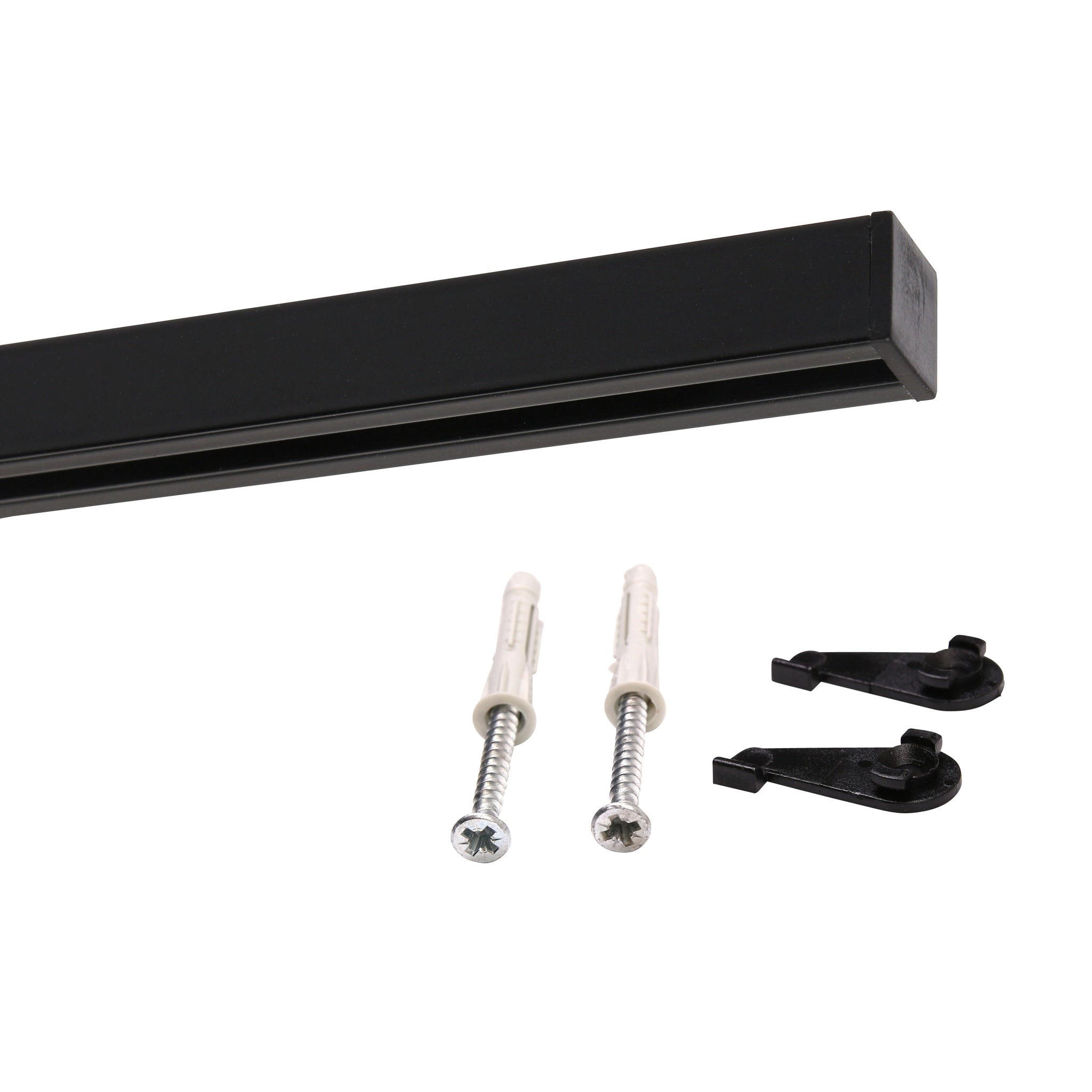 GARDINENSCHIENE auf Maß 1-lauf Deckenmontage Square 360cm - Schwarz, Metall (360cm) - Deco-Raum