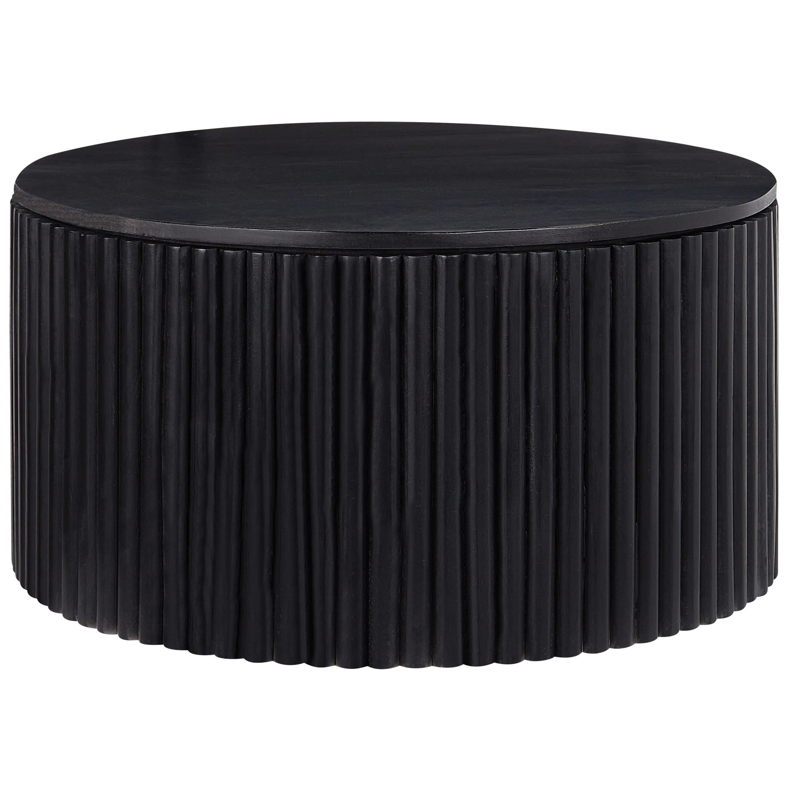 COUCHTISCH Mangoholz schwarz 70 cm mit Stauraum Kirkwood - Schwarz, Holz (70/70/37cm) - Beliani