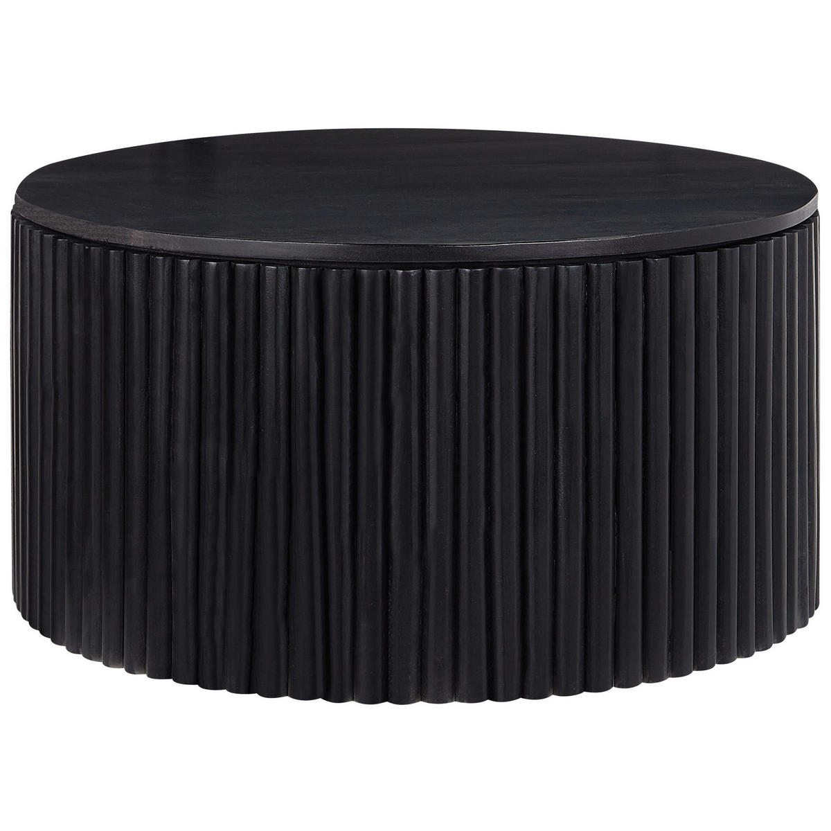 COUCHTISCH Mangoholz schwarz 70 cm mit Stauraum Kirkwood - Schwarz, Holz (70/70/37cm) - Beliani