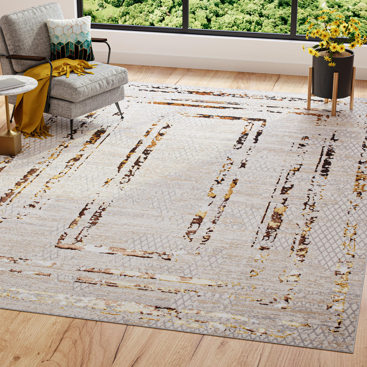 TEPPICH GOLDEN Creme 160/230 cm - Creme, Kunststoff (160/230cm) - Tapiso