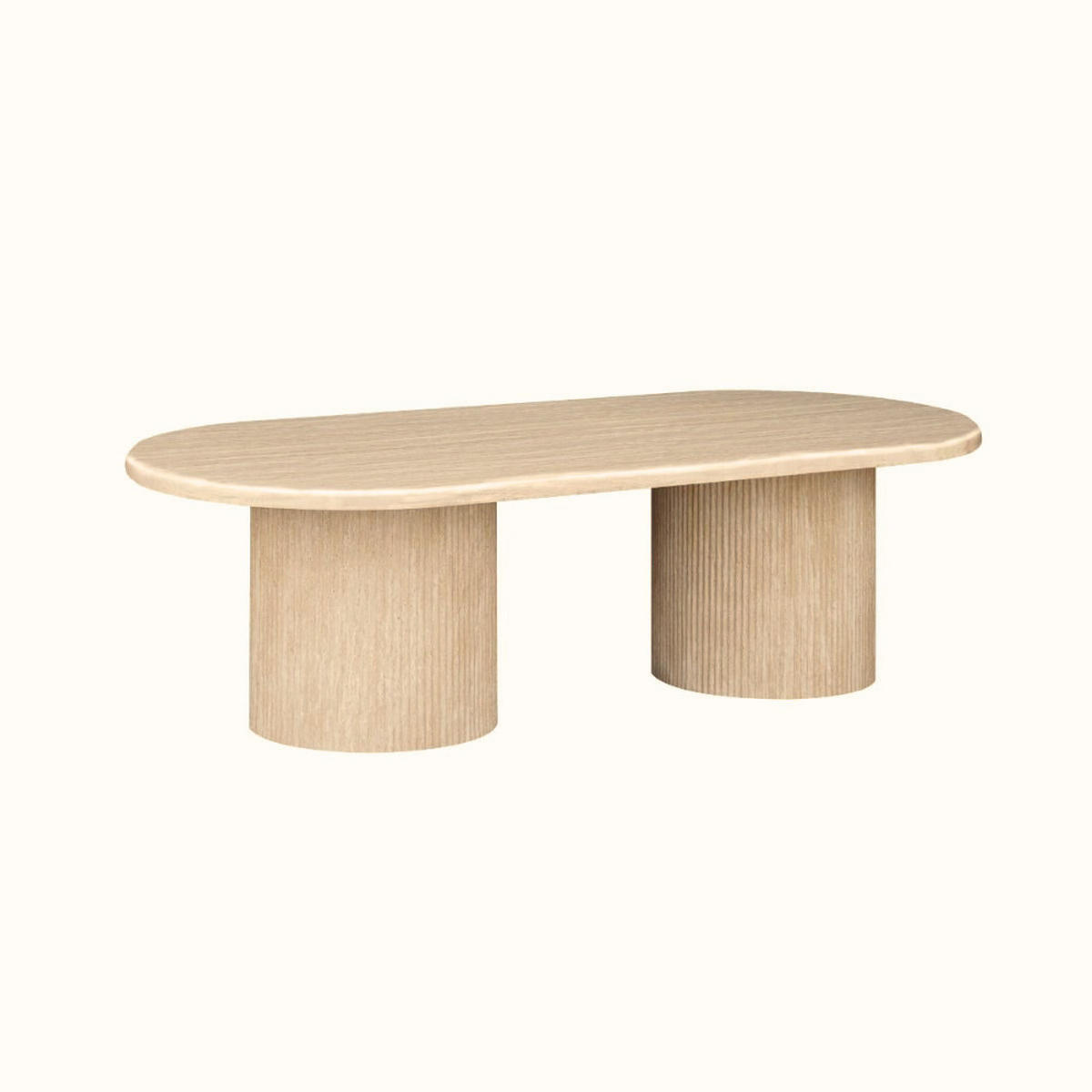 MODERNER Couchtisch mit ovaler Travertin-Tischplatte - Beige, Keramik (70/130/45cm) - alesvelt
