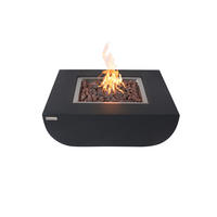 FEUERTISCH Aurora Gasfeuerstelle aus GFRC-Beton 87/87/36 cm - Schwarz, Stein (86/36/86cm) - Elementi