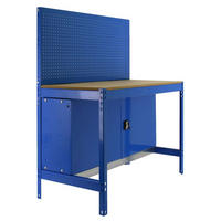 WERKBANK BUFFALO mit Werkzeugwand und Schrank | HxBxT 84x90x61cm | Traglast 400kg | Blau - Blau, Metall (90/84/61cm) - PROREGAL