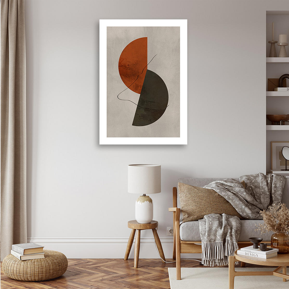 WANDBILD halbkreise im boho stil - Braun, Textil (40/60cm) - Feeby