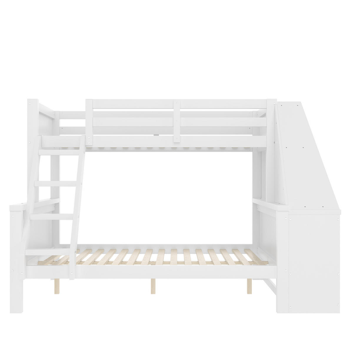 ETAGENBETT mit Schreibtisch und Stauraum 90x200/140x200 cm Weiß - Weiß, Holz (90/200cm) - Meubliv