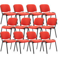 BESUCHERSTUHL 12er Set Stoff rot - Rot/Schwarz, Textil/Metall (53/83/53cm) - CLP