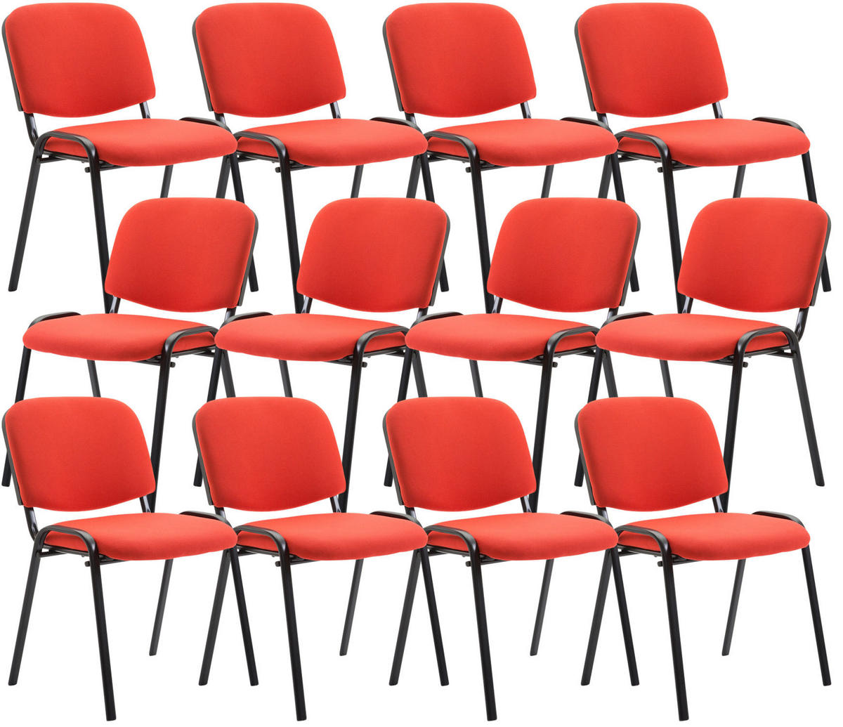 BESUCHERSTUHL 12er Set Stoff rot - Rot/Schwarz, Textil/Metall (53/83/53cm) - CLP