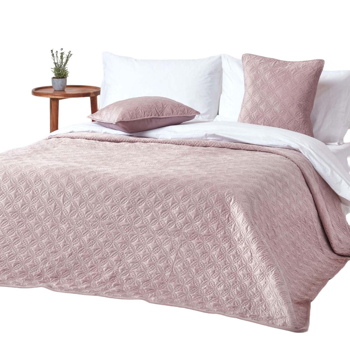 TAGESDECKE Samt 200/200 cm, geometrisch gemustert - Altrosa, Textil (200/200cm) - Homescapes