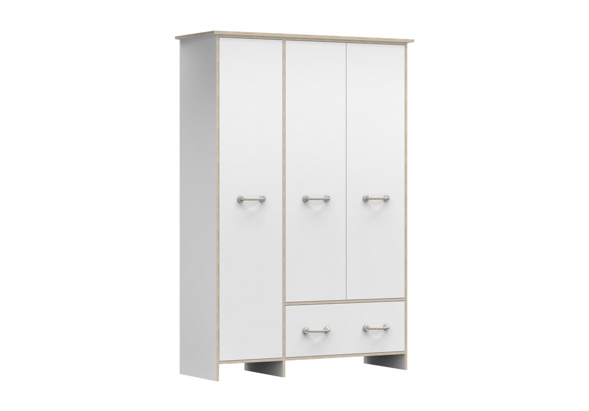 DREHTÜRENSCHRANK - Schrank Perseus 3D - Weiß, Holzwerkstoff (133/200/50cm) - Möblo