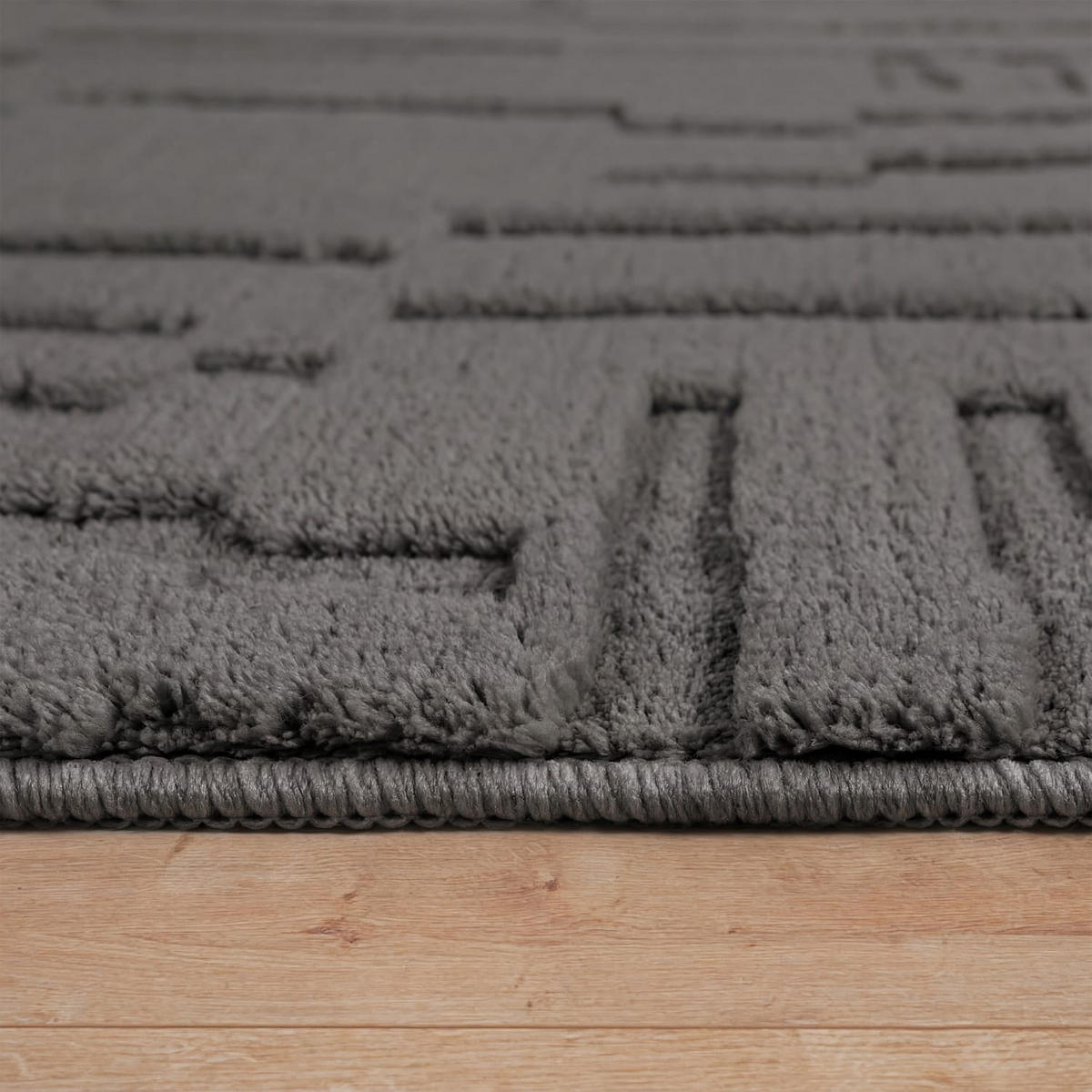 HOCHFLORTEPPICH 120/120 cm Tokio 476 - Anthrazit, Kunststoff (120/120cm) - Paco Home