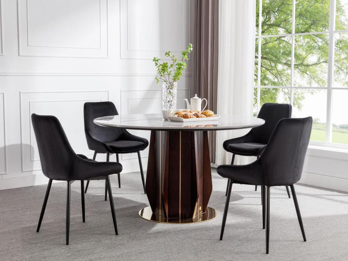 STUHL 2er-Set - Samt & Schwarzes Metall - Schwarz - MASURIE - Schwarz, Textil (56/85.5/49cm) - Vente-Unique