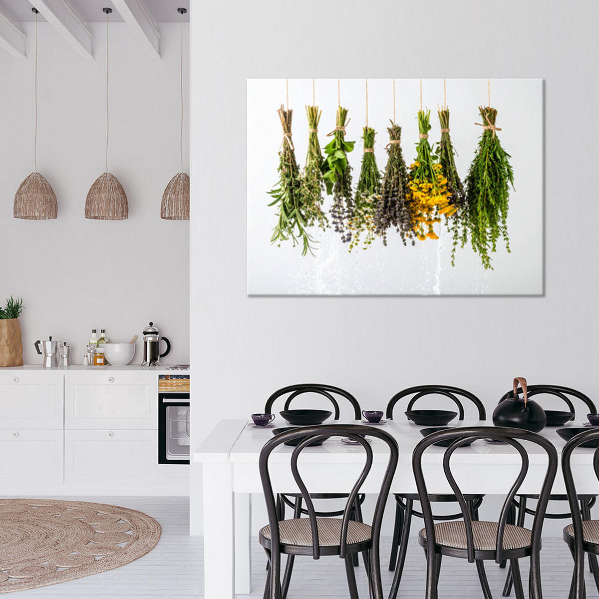 LEINWANDBILD Getrocknete Kräuter Gewürze 120x80cm - Grün, Textil (120/80cm) - Feeby