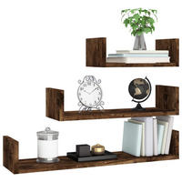 WANDREGALE 3 Stk. Räuchereiche Holzwerkstoff - Braun, Holzwerkstoff (15/10/60cm) - furnicato