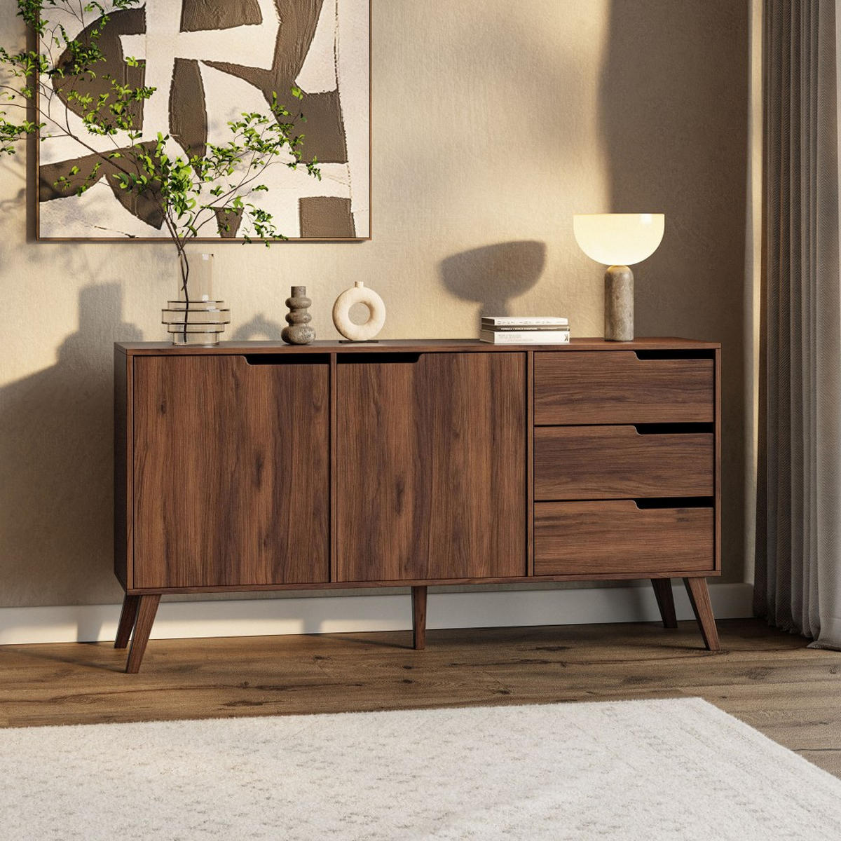 KOMMODE Norel mit 3 Schubalden und 2 Türen, Walnuss - Walnussfarben, Holz/Holzwerkstoff (160/80/40cm) - Beautysofa