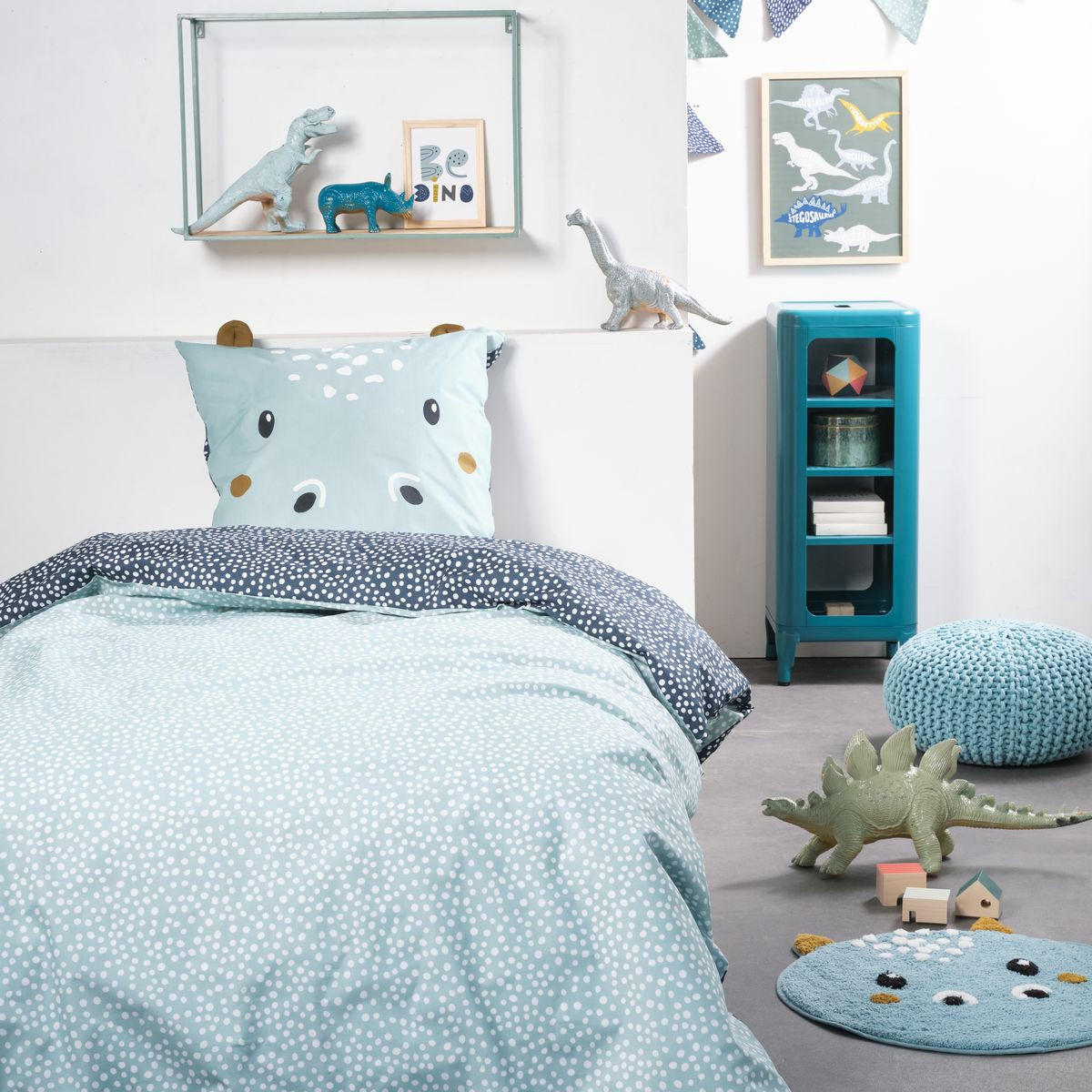 BAUMWOLLKISSEN für Kinder Magic Jungle 40/40/6 cm - Blau, Naturmaterialien (40/40cm) - Today