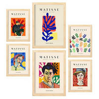 POSTER Set Mit 6 Henri Matisse Bilder Drucke Des Fauvismus Und Der Abstrakten Kunst Für Innenarchitektur A3 & A4 Rahmen Aus Hellem Holz - Beige, Papier (29/3cm) - Nacnic