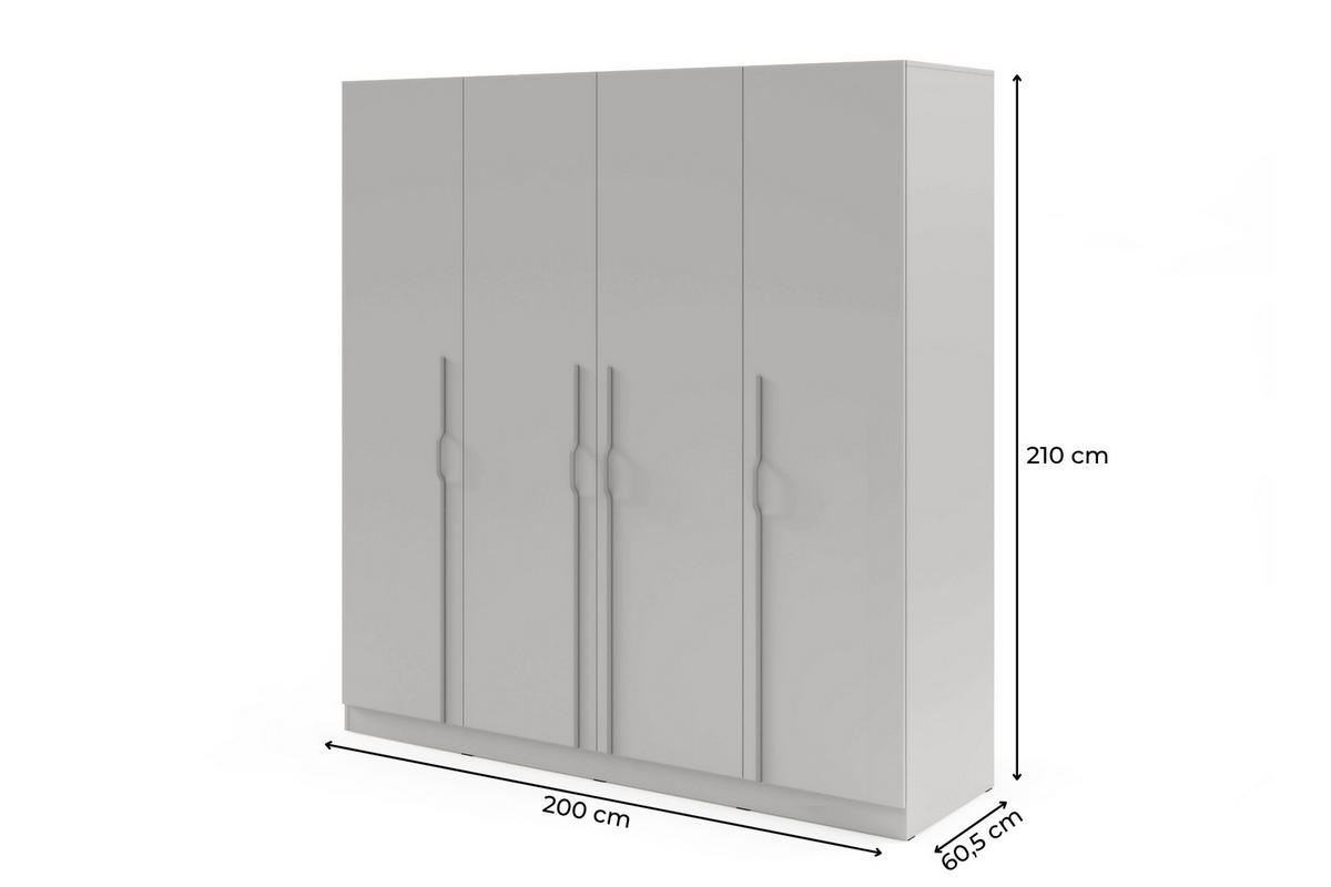 DREHTÜRENSCHRANK BRISSO BR1 200/210/60,5 cm in Platingrau mit Metallgriffen und Schubladen - Grau, Holzwerkstoff/Metall (200/210/61cm) - Deine Möbel 24