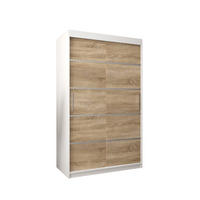 SCHWEBETÜRENSCHRANK 200/120/62 2-türig - Silberfarben/Weiß, Holz/Kunststoff (120/200/62cm) - Abiks Möbel