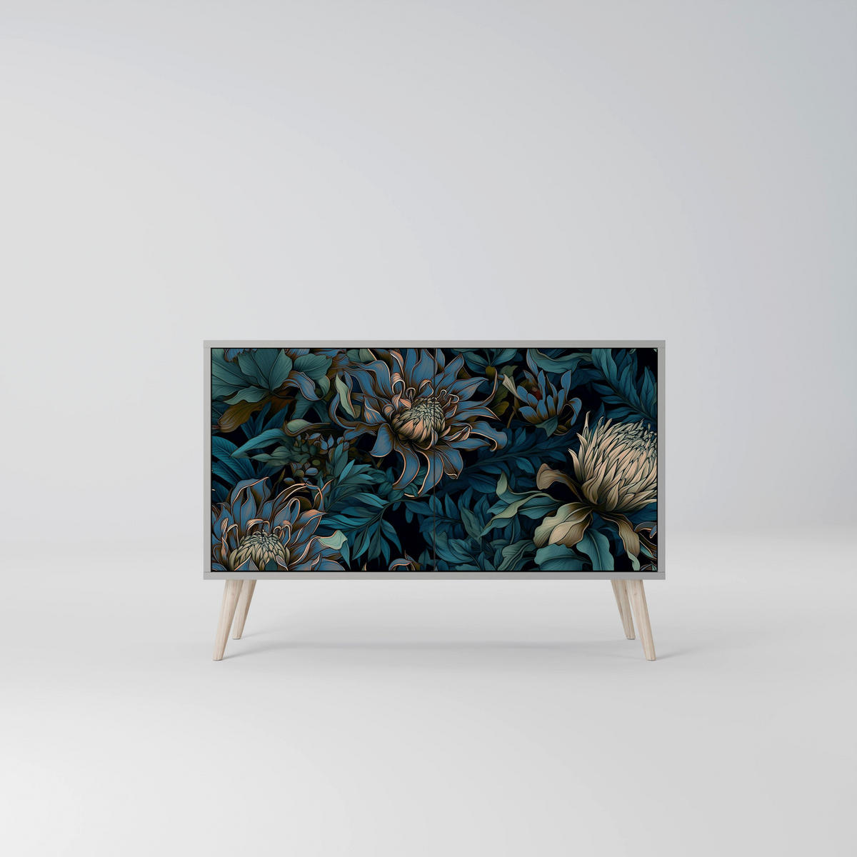 SIDEBOARD TWILIGHT BLOOM, Eicheneffekt, 111x42x77,5 cm, 2 Türen - Eichefarben/Buchefarben, Holzwerkstoff/Buchenholz (111/77.5/42cm) - SpaceRebels