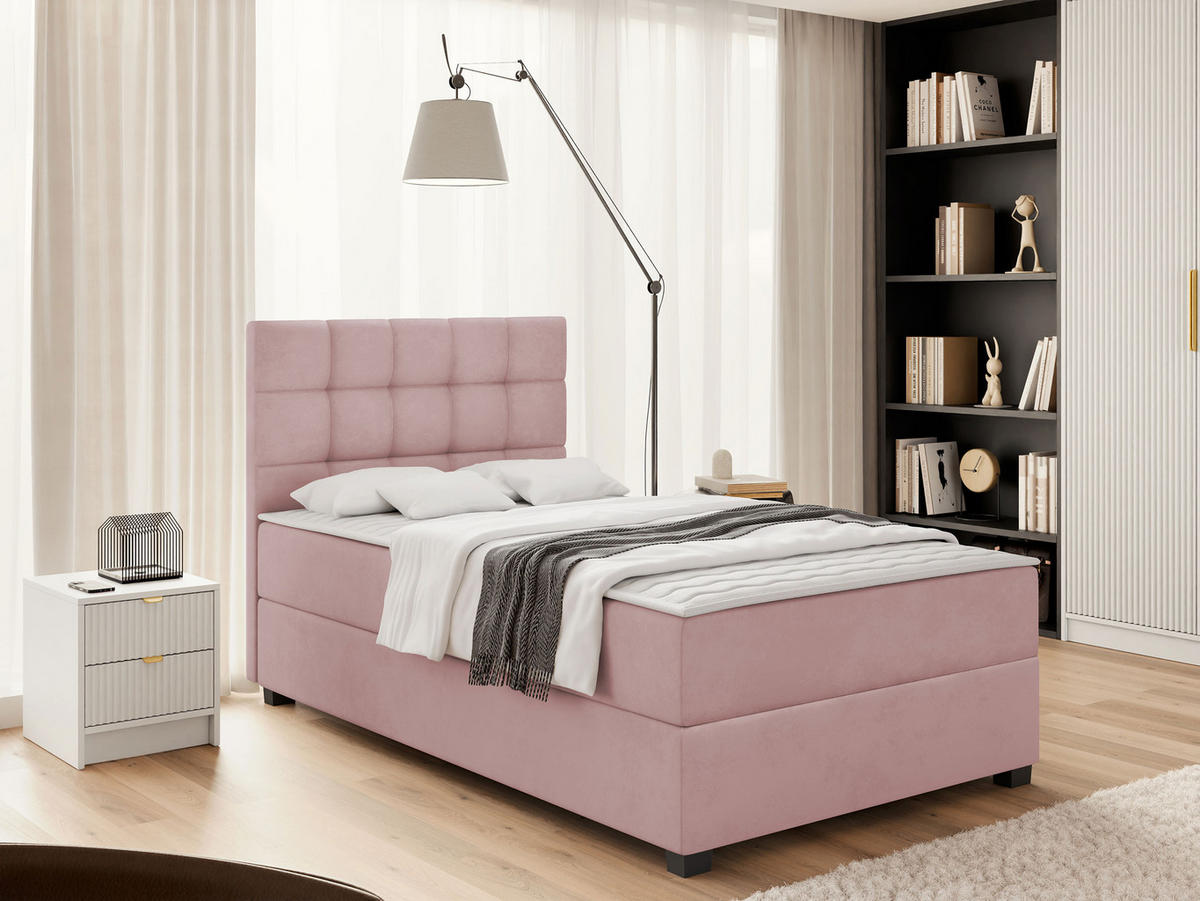 BOXBETT Lind - Schwarz/Rosa, Holz/Holzwerkstoff (120/200cm) - MIRJAN24
