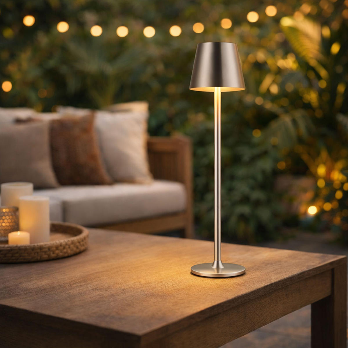 TISCHLAMPE VANNIE Silber LED höhenverstellbar 2er Set - Silberfarben, Metall (47/47/47cm) - Globo Lighting