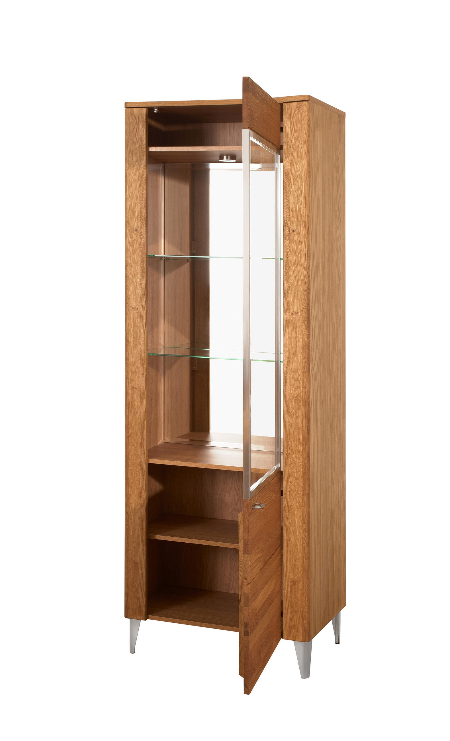 STANDVITRINE Latina Honig Eiche 70 / 42 / 200cm - Honigeiche/Braun, Holz/Metall (70/200/42cm) - Feldmann-Wohnen