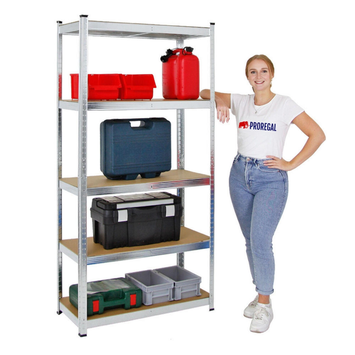 SCHWERLASTREGAL Ragnar 2er-Set mit 2x 180x90x40 cm Fachlast 175 kg Verzinkt - Silberfarben, Metall (180/180/40cm) - PROREGAL