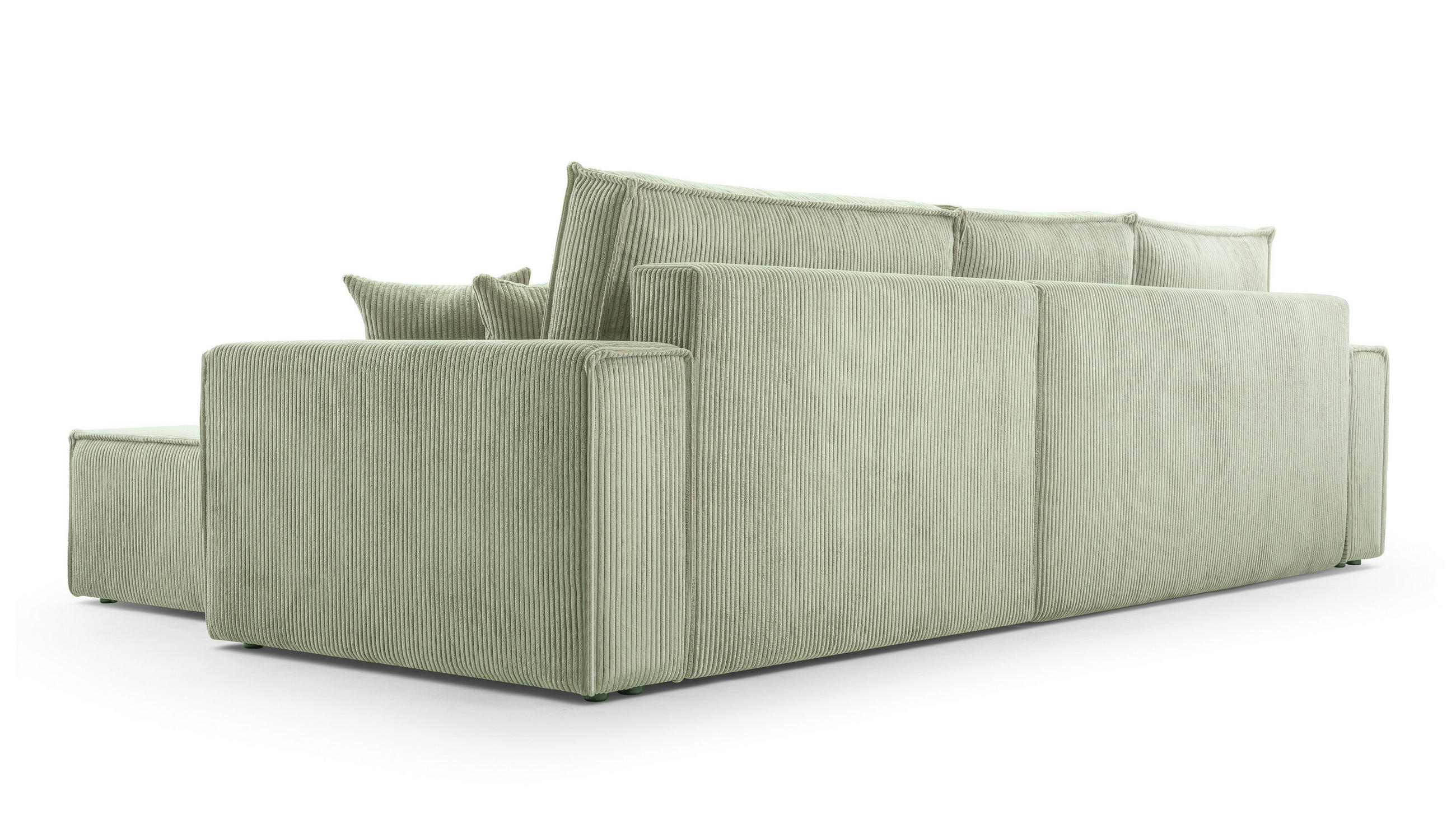 ECKSOFA L Form Cedria Salbeigrün 287/145/85 cm mit Schlaffunktion - Schwarz/Grün, Kunststoff/Textil (287/145cm) - AX Living