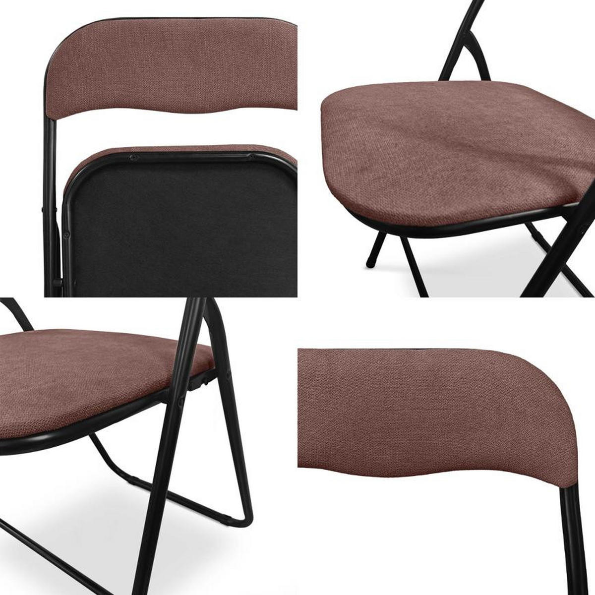 KLAPPSTÜHLE 6er-Set gepolstert, grauer Stoff und schwarze Metallbeine - Greta - Schwarz/Braun, Textil/Metall (44/78/46cm) - Sicaan