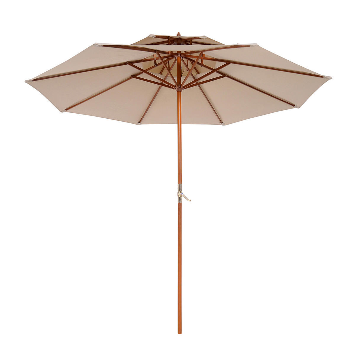 SONNENSCHIRM DE-11448 2-fach Dach, Holz, 2,7 m Beige - Beige, Holzwerkstoff (265/265cm) - ComfortXL