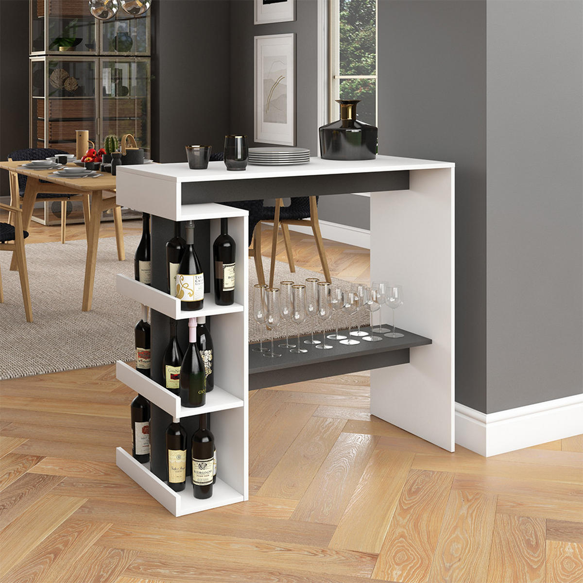 BARTISCH Dana Weiß 108 x 50 cm - Anthrazit/Weiß, Holzwerkstoff (108/103/50cm) - Vicco