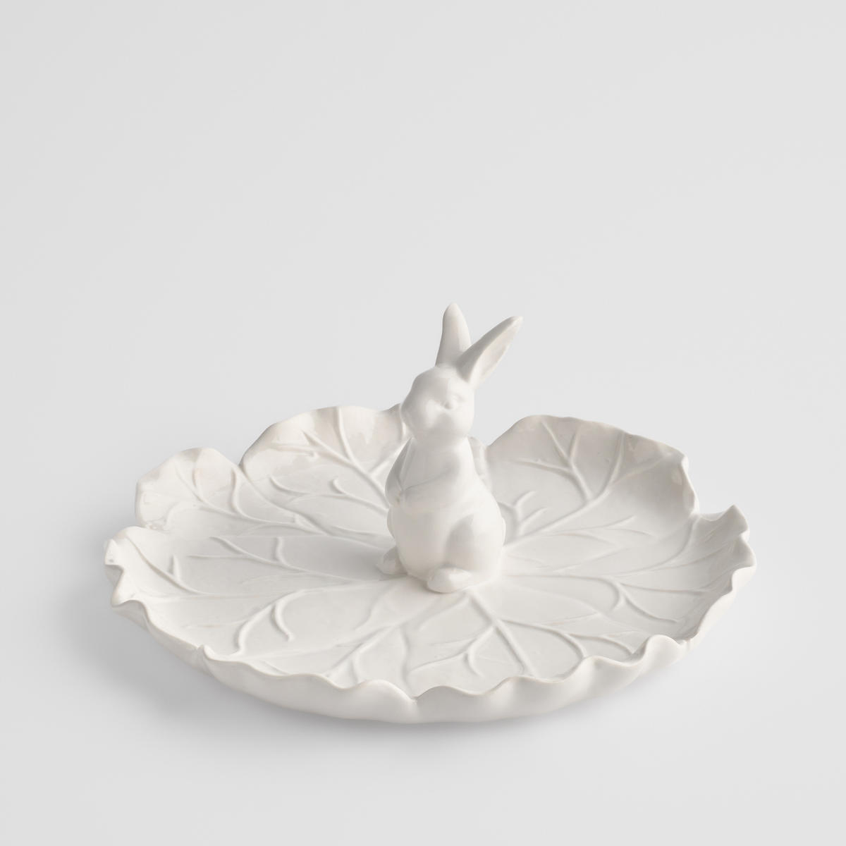 SERVIERTELLER Whitebunno - Weiß, Stein (25.6/11.7/25.6cm) - home&you