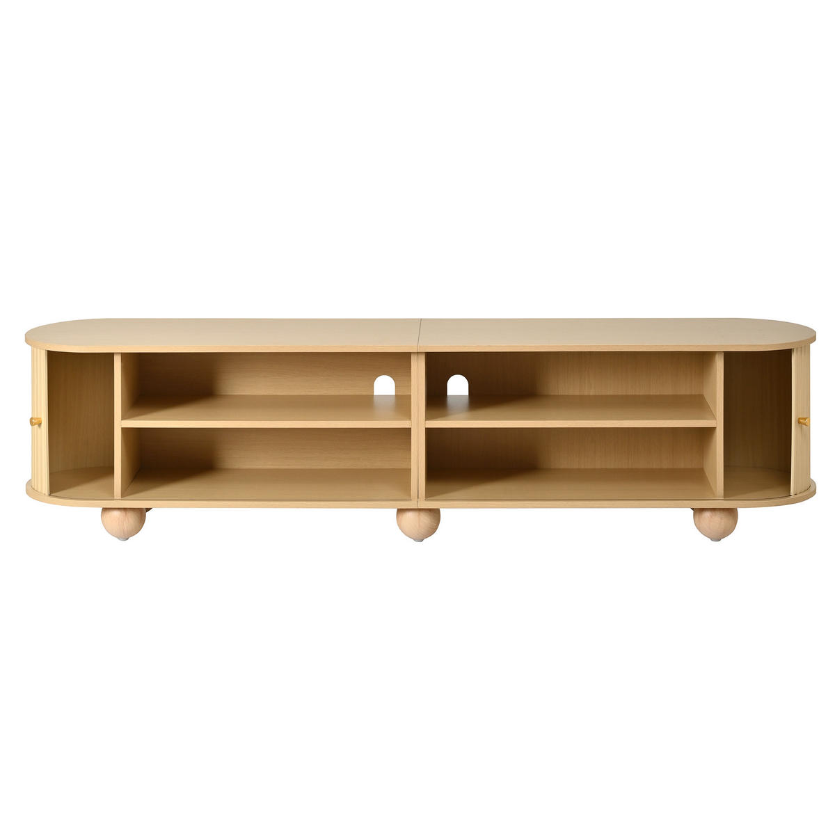 COUCHTISCHSET TV-Schrank MDF Schiebetüren Relief Schwarz - Naturfarben, Holzwerkstoff (180/45/35cm) - FLIEKS