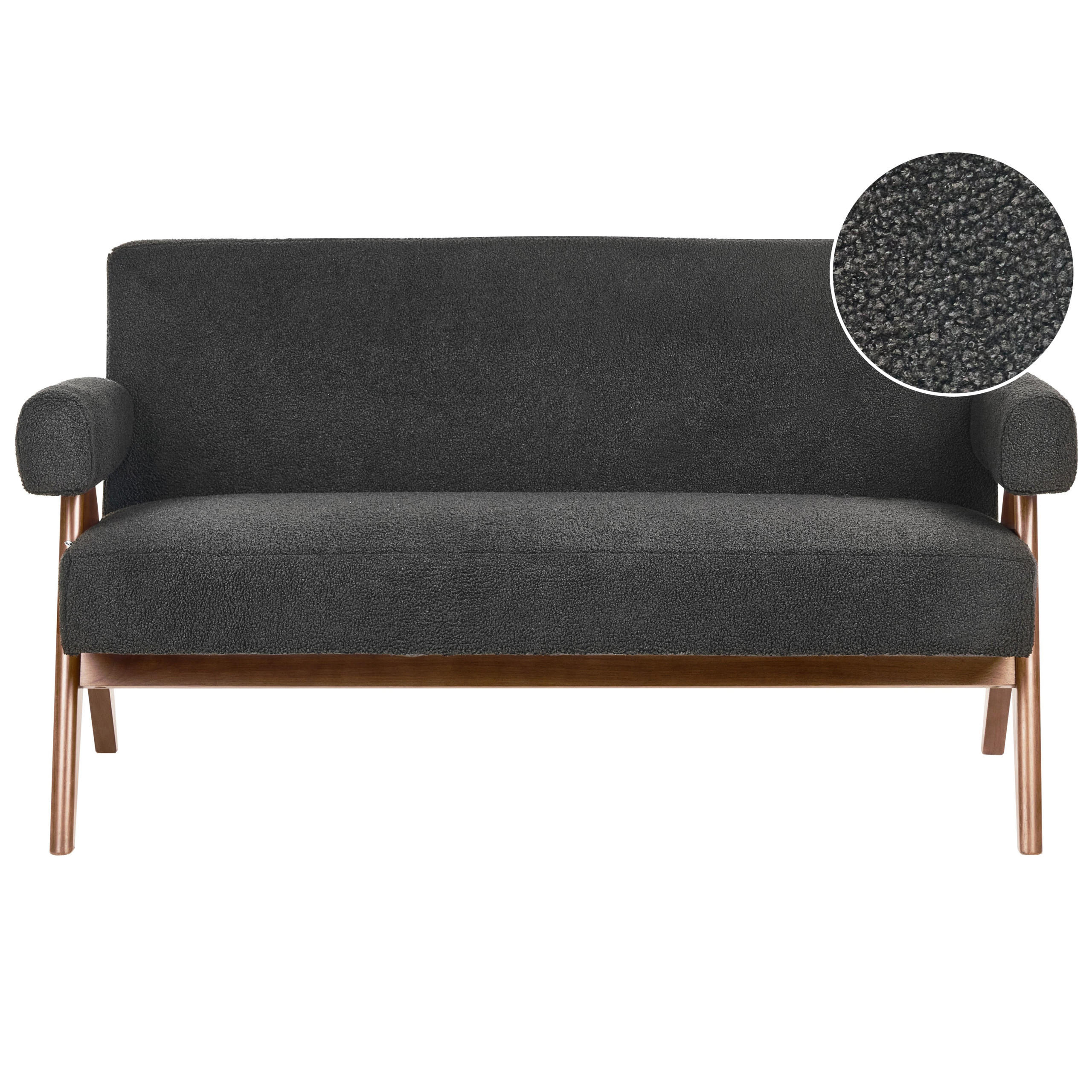 2-SITZER-SOFA Bouclé Schwarz/Dunkelbraun Tamre - Schwarz, Textil (148/79/78cm) - Beliani
