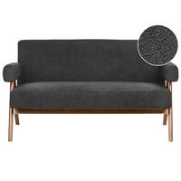 2-SITZER-SOFA Bouclé Schwarz/Dunkelbraun Tamre - Schwarz, Textil (148/79/78cm) - Beliani