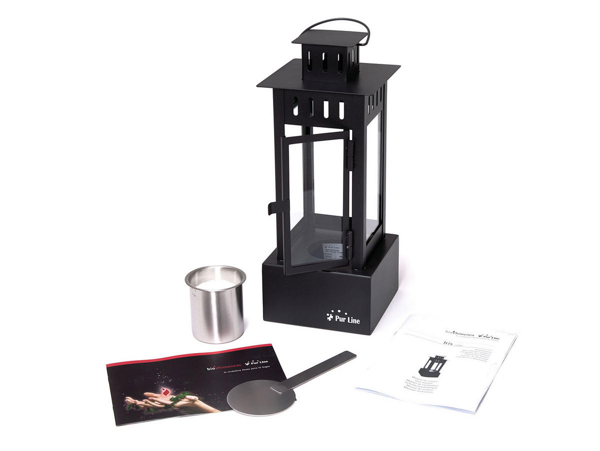 BIOETHANOL-KAMIN Schwarz Tischmodell inklusive 0.5 L Brennblock - Schwarz, Glas (15/38/15cm) - Purline