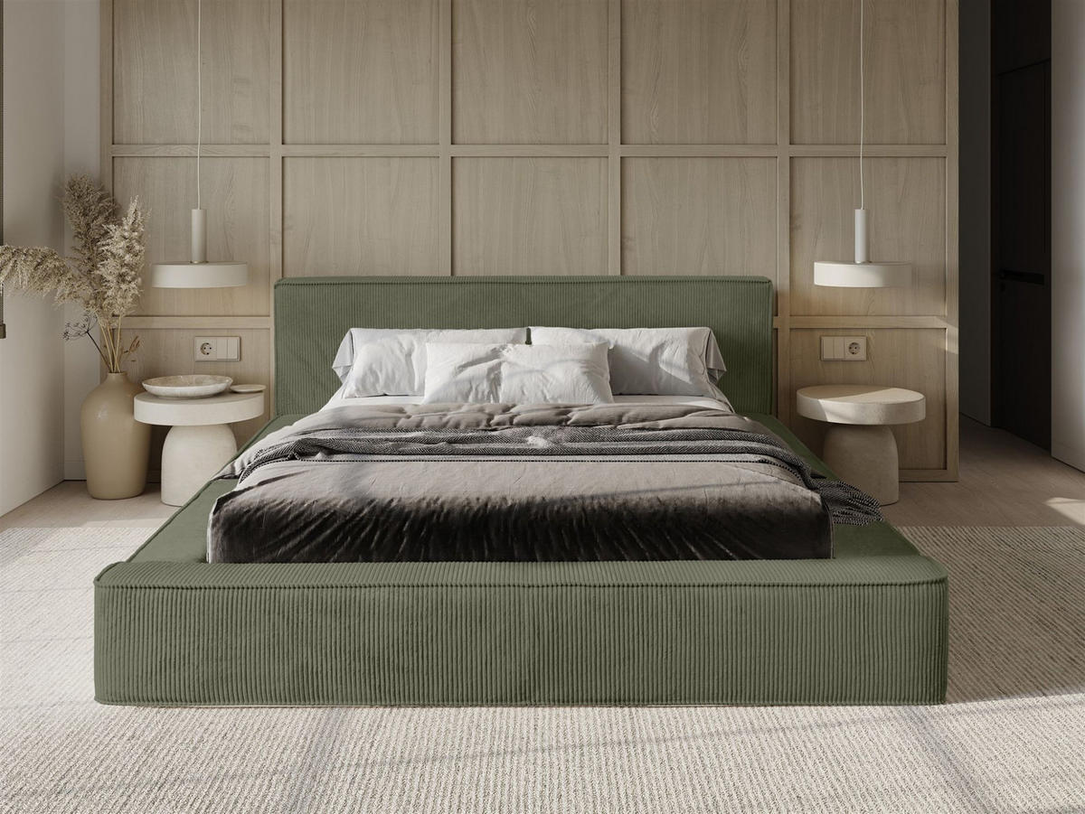 POLSTERBETT Modesto In Lincoln - Grün, Holzwerkstoff/Textil (140/200cm) - Fun Möbel