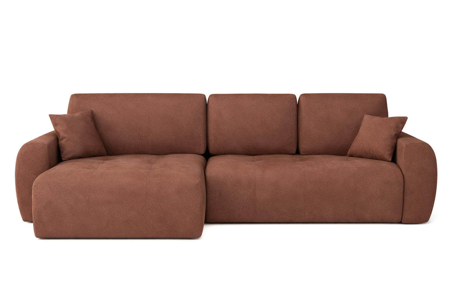 ECKSOFA Mit Schlaffunktion Und Bettkasten L-Form Ivo L, Veloursstoff Salvador, Dunkelbraun, Links - Dunkelbraun, Holz (250/142cm) - Kaiser Möbel