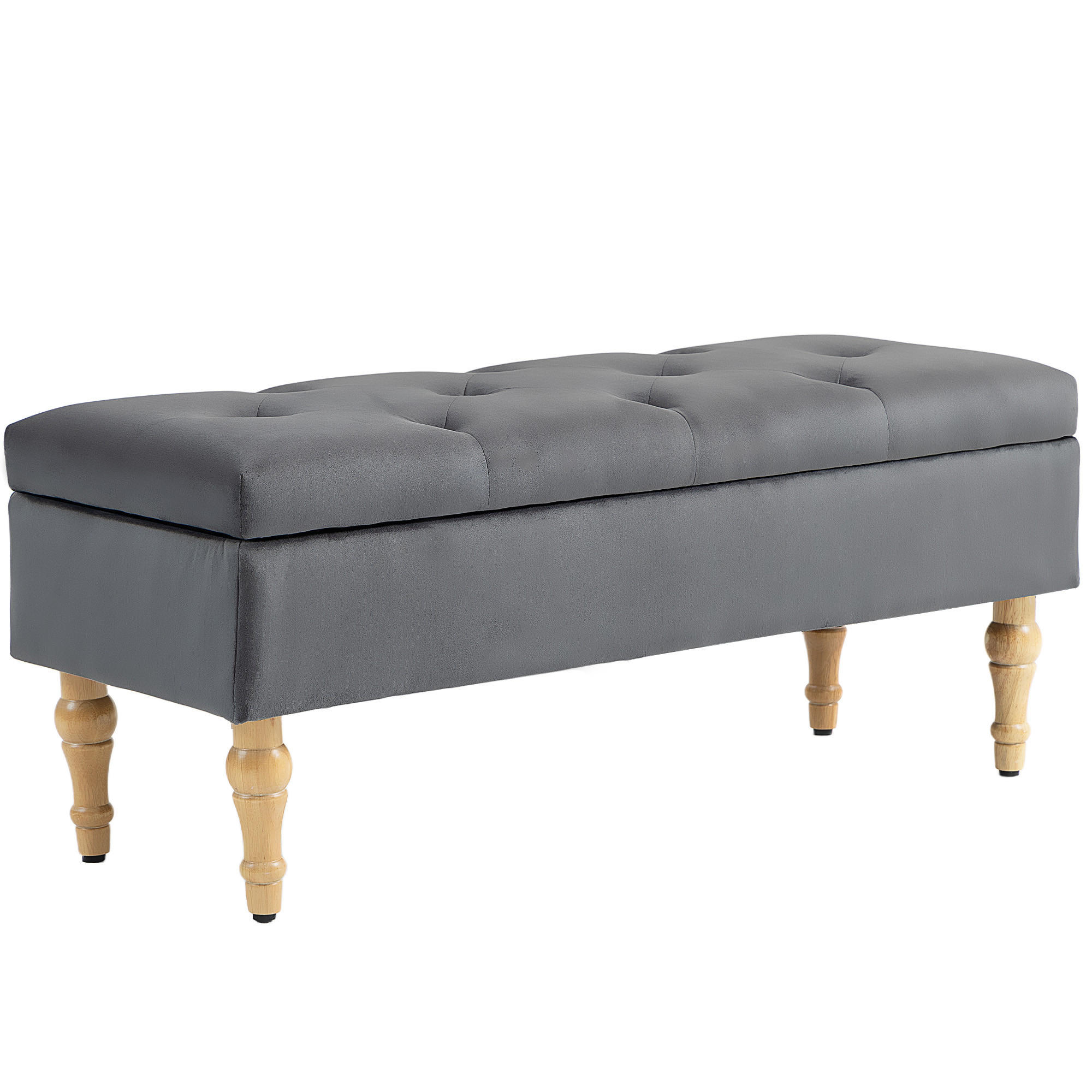 TRUHENBANK DE-16394 mit Klappdeckel und Knopfheftung Dunkelgrau - Dunkelgrau, Textil (102/41/38cm) - ComfortXL