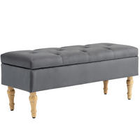 TRUHENBANK DE-16394 mit Klappdeckel und Knopfheftung Dunkelgrau - Dunkelgrau, Textil (102/41/38cm) - ComfortXL