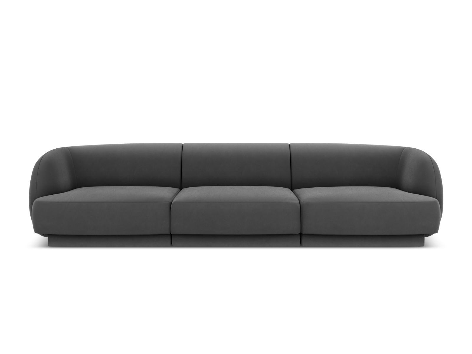 SOFA Miley aus Samt grau 3 Sitzplätze - Grau, Textil (90/70/255cm) - Micadoni