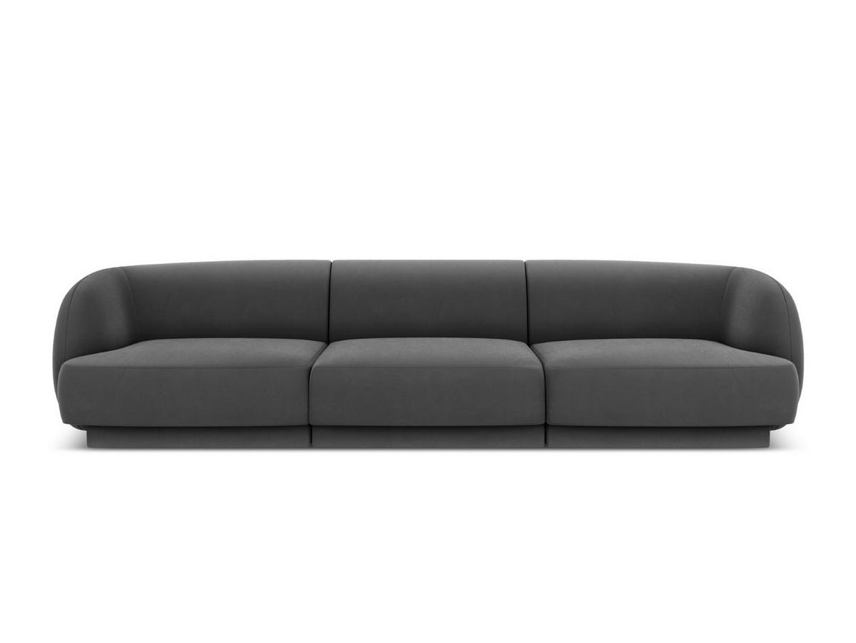 SOFA Miley aus Samt grau 3 Sitzplätze - Grau, Textil (90/70/255cm) - Micadoni