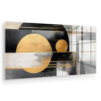 ACRYLGLASBILD Abstrakt - Gold - Silber - Formen - Ästhetisch - Modern 120x60 cm - Goldfarben, Glas (120/60cm) - MuchoWow
