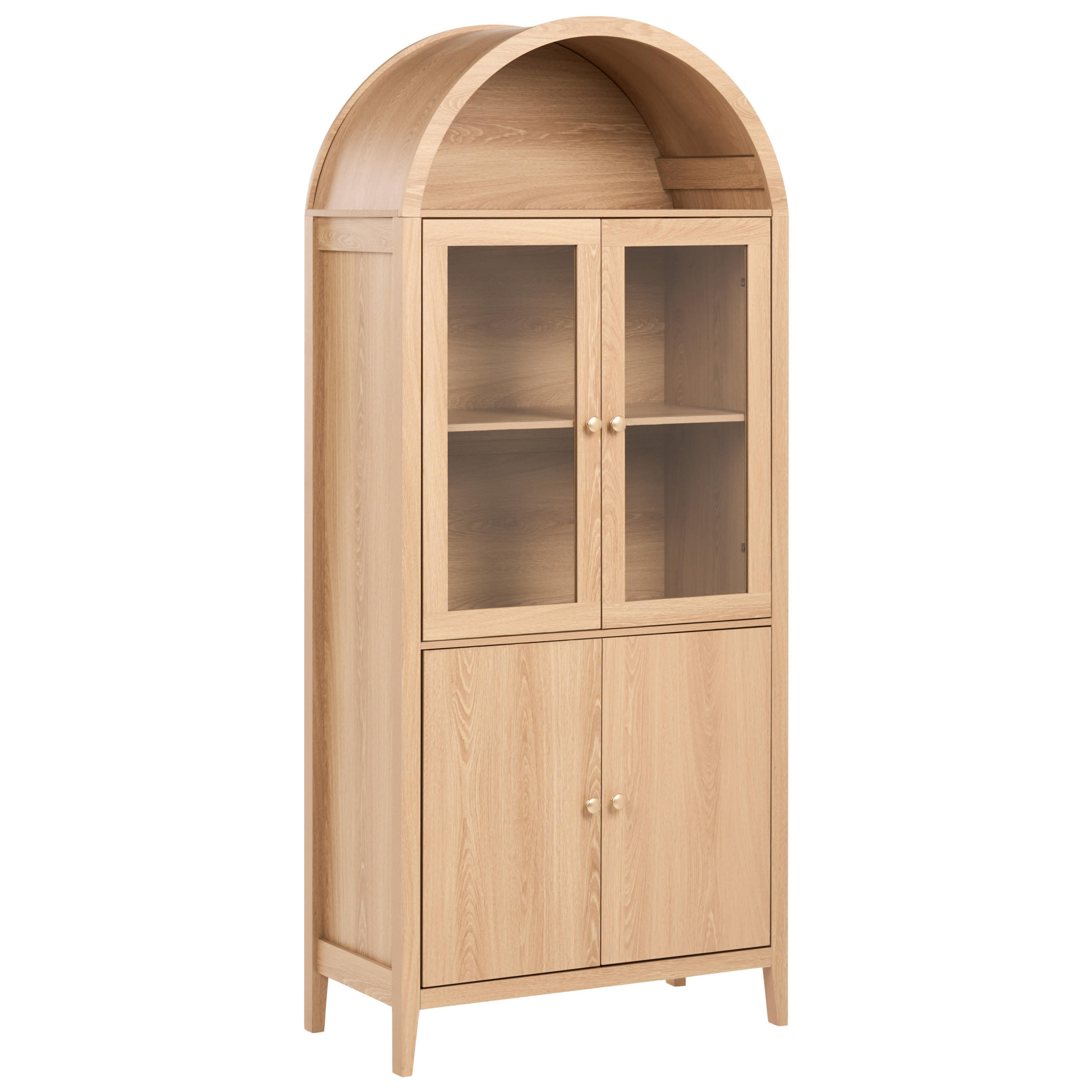 Beliani Vitrine Hellbraun, Braun 78x180x39 cm
