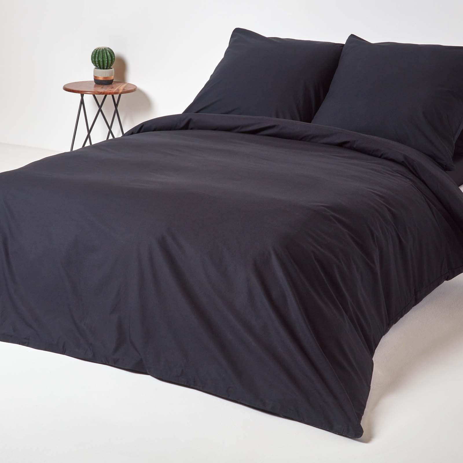 BETTWÄSCHE Perkal Fadendichte 200 - Schwarz, Textil (240/220cm) - Homescapes