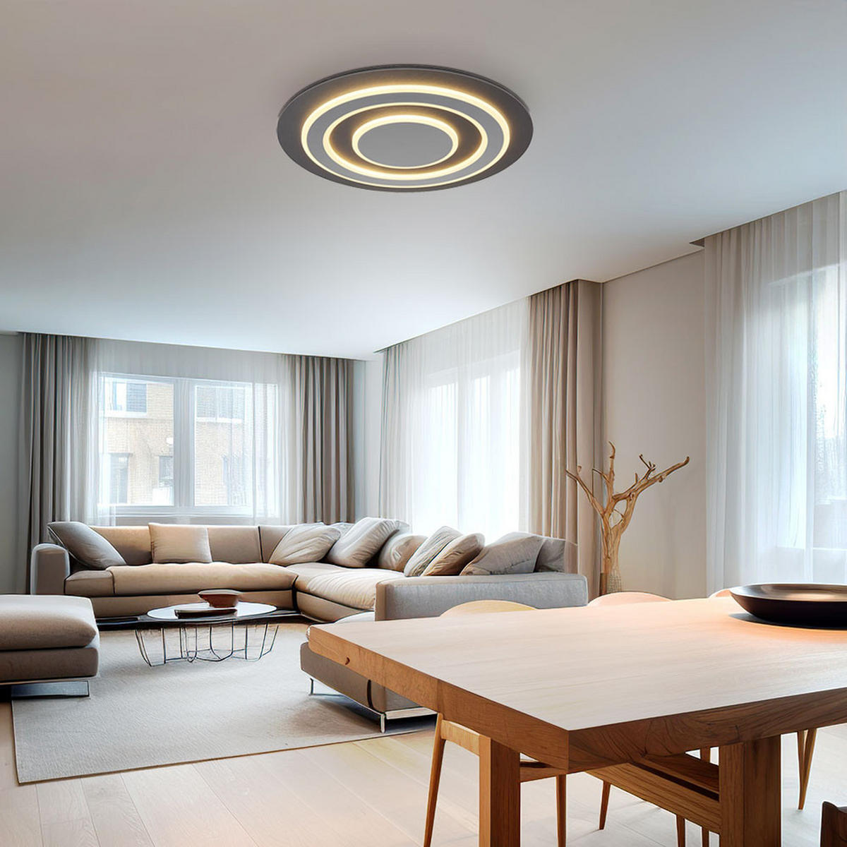 LED DECKENLEUCHTE Metall Anthrazit Grau - Anthrazit, Metall (48/48/5.2cm) - Globo Lighting
