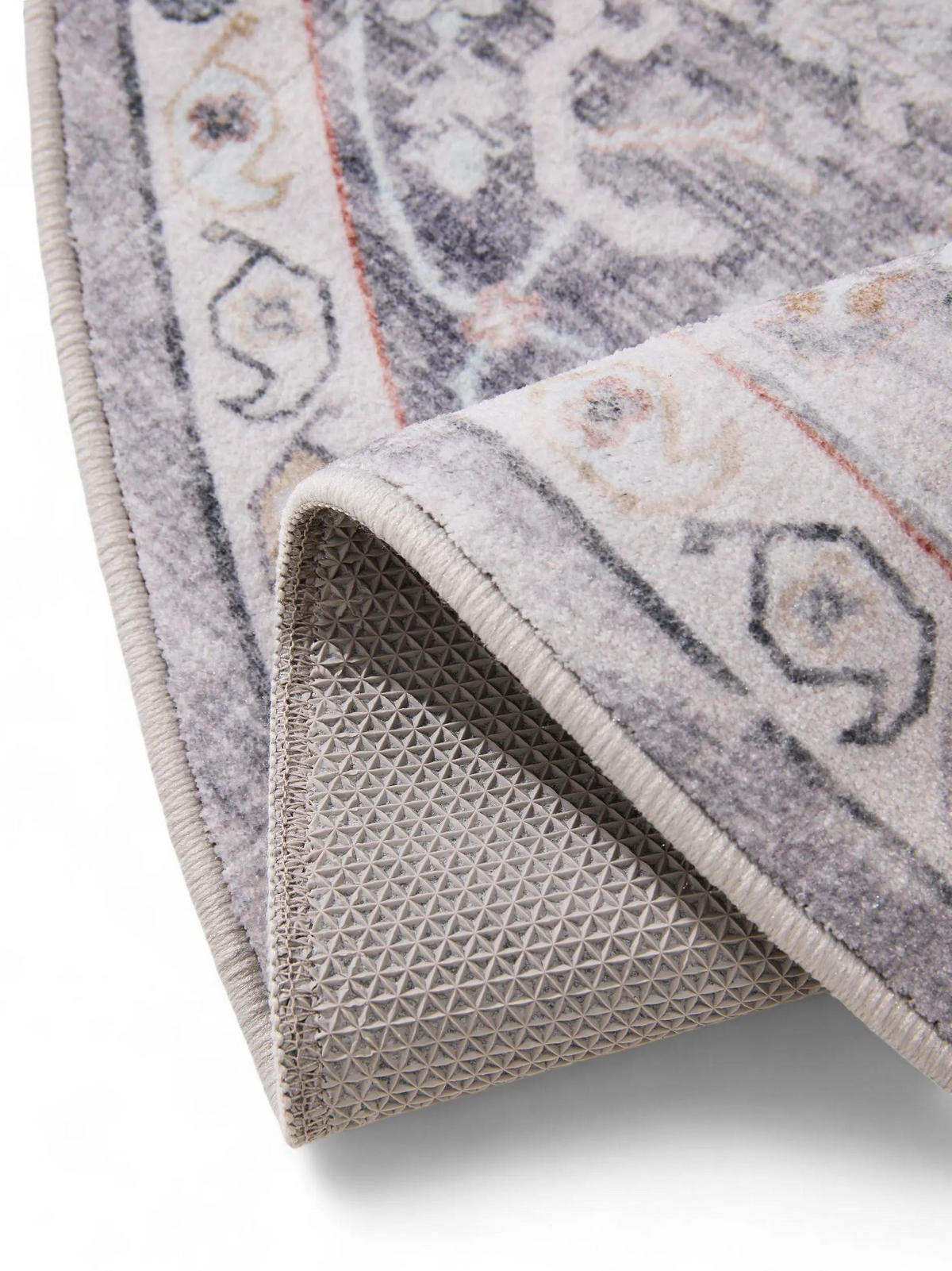VINTAGE-TEPPICH Miray waschbar ø 160 cm rund - Grau, Kunststoff (160/160cm) - benuta Nest