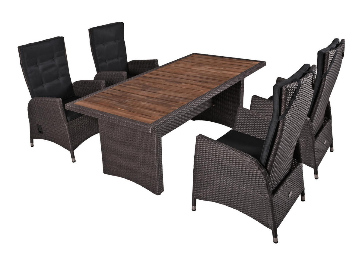 GARTEN-SITZGRUPPE Graz 5-teilig Gartenmöbel-Set - Braun, Holz - DELUKE