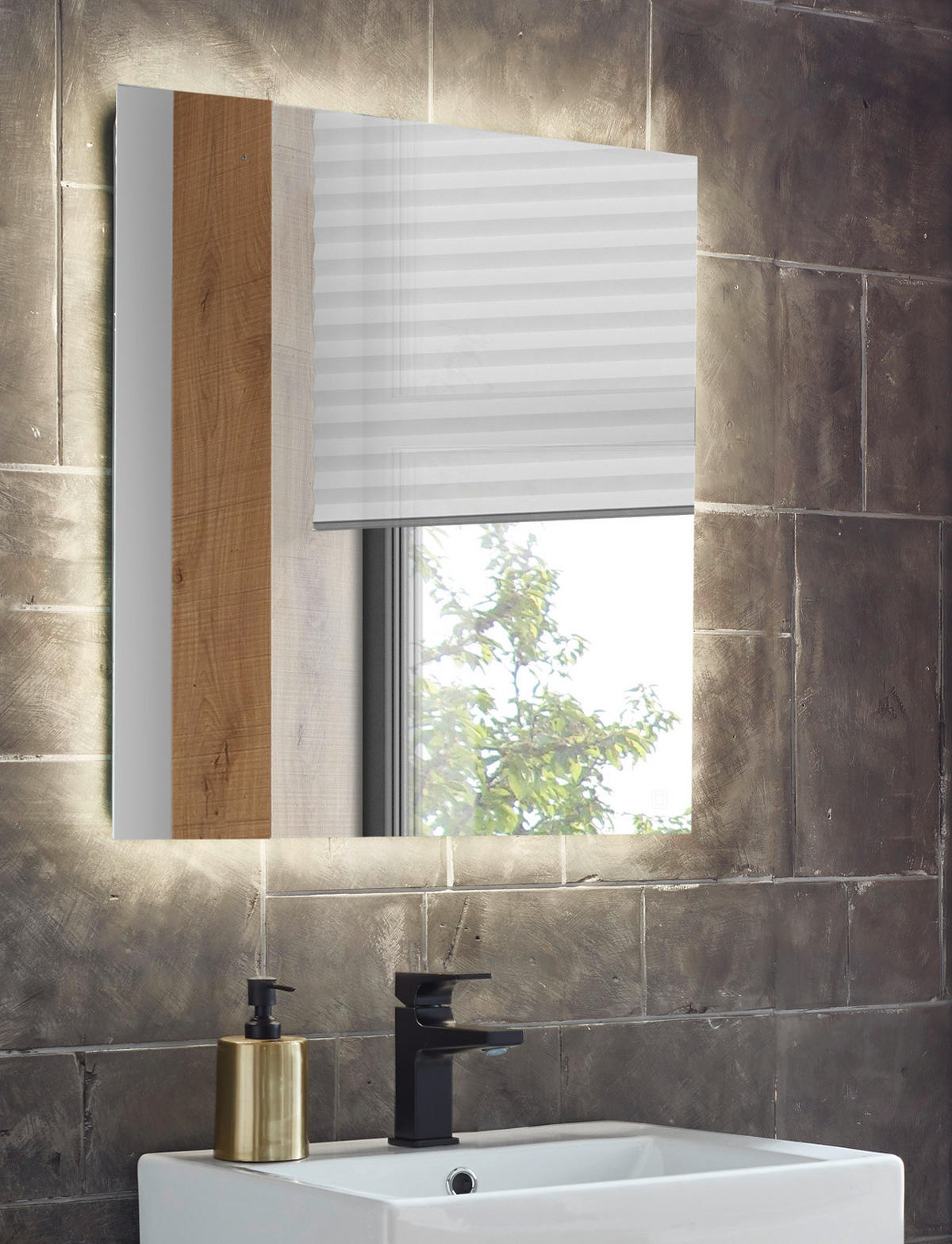 BADSPIEGEL mit LED Beleuchtung und Touchschalter 60 cm - Weiß, Glas (60/65/3cm) - Furn.Design