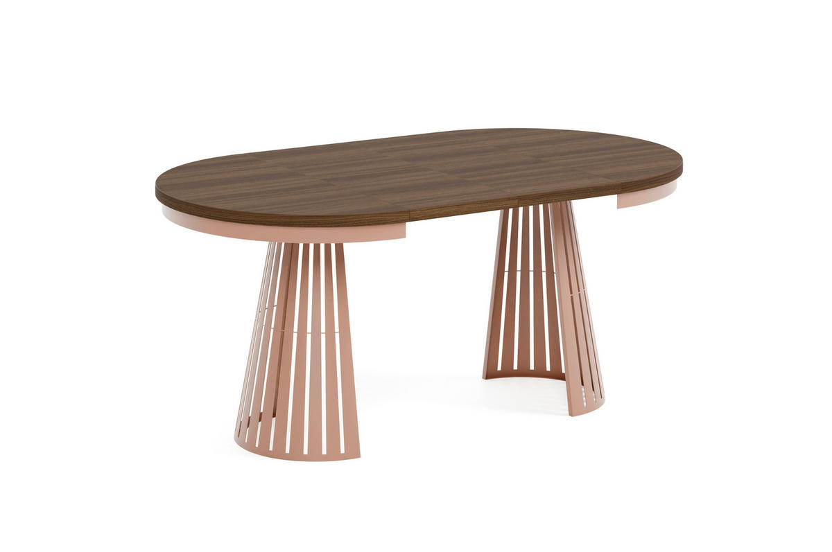 ESSTISCH Cone Bis - Haselnussfarben/Kupferfarben, Holzwerkstoff/Metall (100/100/76cm) - Meblini